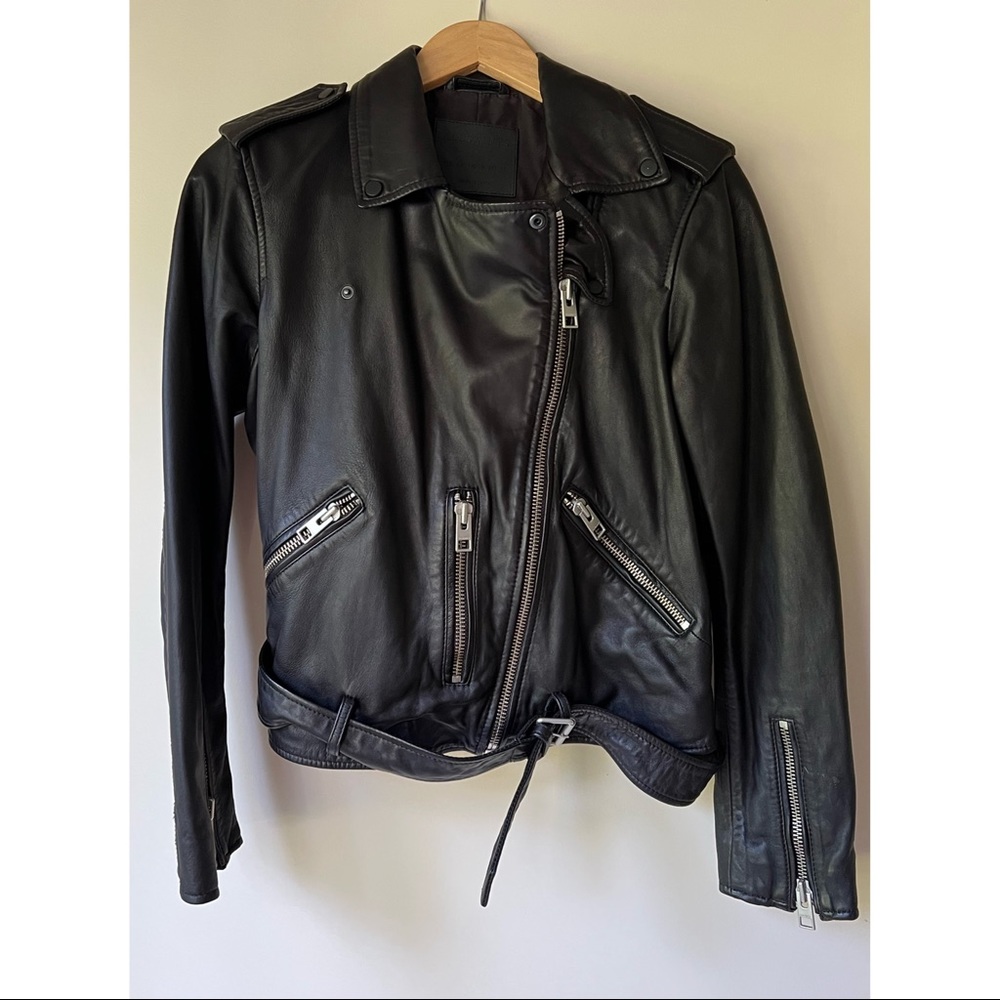 Alleaints Balfern Leather Biker Jacket sz 10